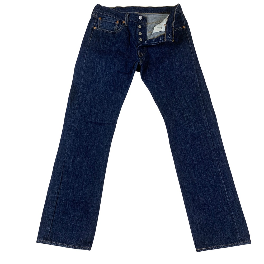 Levis 501 Original Fit Mens 32x32 Dark Wash Indigo Straight Leg Button Fly Jeans